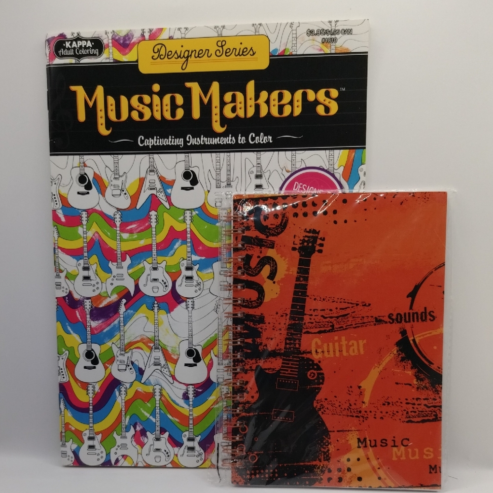Music Makers 8x10 Coloring Book and 5x7 Music Theme Notebook Set